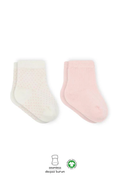 Nessiworld Bistyle Puan Derby Penye Soket Çorap 2'Li BS10103 Pembe Ekru