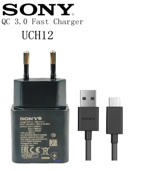 Sony Hızlı Şarj Cihaz Aleti Type C Kablo Uch12 Xperia XZ1,XZS,XZ4 ürün görseli