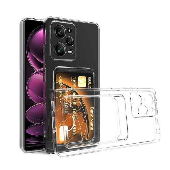 Xiaomi Redmi Note 12 Pro 5G Kılıf Kartlıklı Şeffaf Zore Setra Clear Silikon Kapak ürün görseli 1
