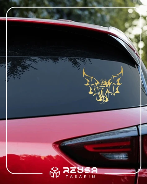 Melek Araba Sticker 17x17 Cm Gold - Resim 5