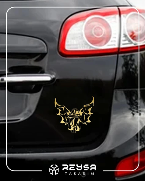 Melek Araba Sticker 17x17 Cm Gold - Resim 3