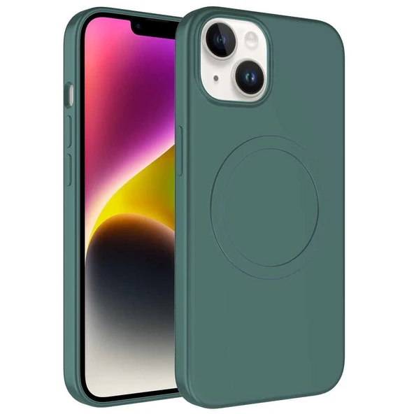 Apple iPhone 14 Kılıf M-safe Wireless Şarj Özellikli Pastel Renk Silikon Zore Plas Kapak