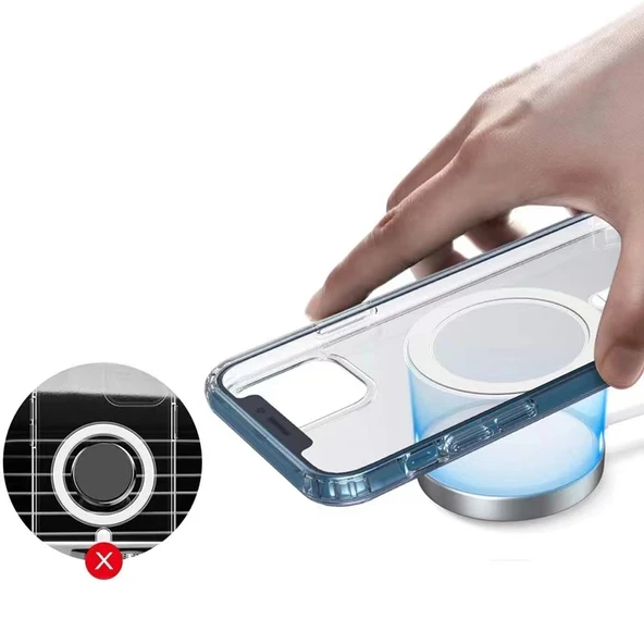 Apple iPhone 14 Pro Kılıf M-safe Şarj Özellikli Şeffaf Sert PC Zore Embos Kapak - 3