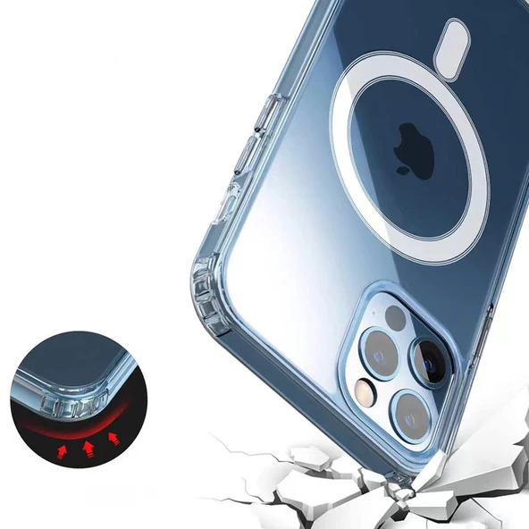 Apple iPhone XR 6.1 Kılıf M-safe Şarj Özellikli Şeffaf Sert PC Zore Embos Kapak - 5