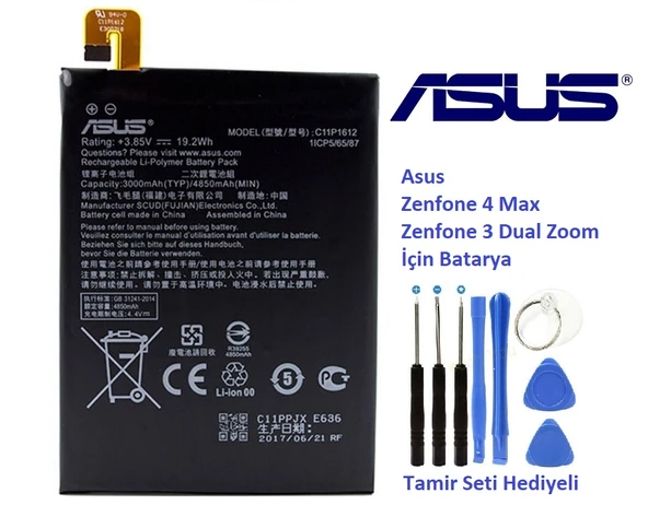 ASUS ZENFONE 4 MAX C11P1612 BATARYA PİL ve TAMİR SETİ ürün görseli