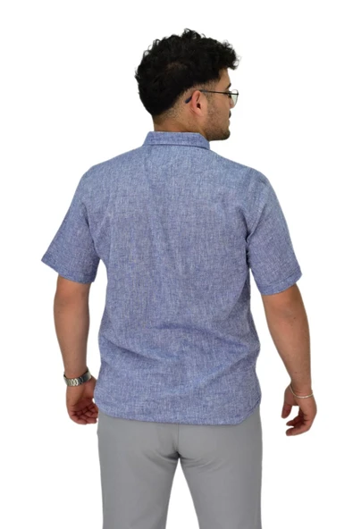 Erkek Pamuklu Yazlık Kısa Kol Gömlek 9664 BGL-ST04595 - Resim 12