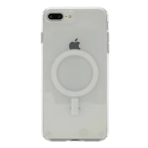 Apple iPhone 8 Plus Kılıf M-safe Şarj Özellikli Şeffaf Sert PC Zore Embos Kapak - 2