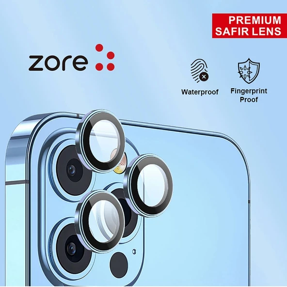 Apple iPhone 15 Pro Max Zore CL-12 Premium Safir Parmak İzi Bırakmayan Anti-Reflective Kamera Lens Koruyucu - 7