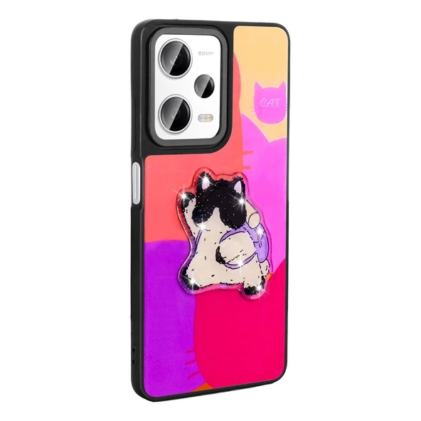 Xiaomi Redmi Note 12 Pro 5G Kılıf Parlayan Kabartmalı İkonik Figürlü Zore Amas Silikon Kapak - 5