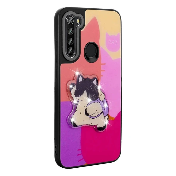 Xiaomi Redmi Note 8 Kılıf Parlayan Kabartmalı İkonik Figürlü Zore Amas Silikon Kapak - 7