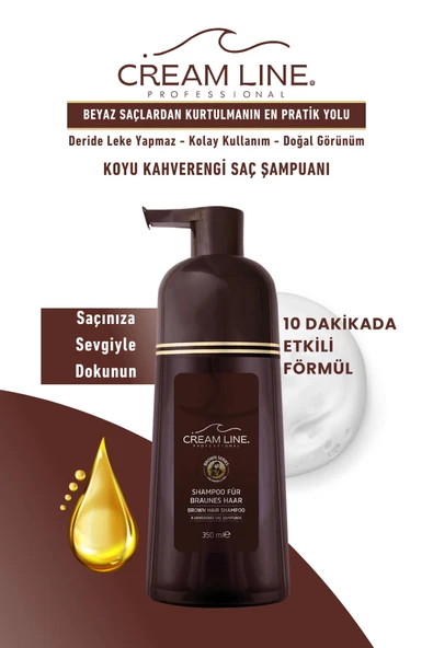 Cream Line Kadın ve Erkeklere Özel Koyu Kestane Saç Şampuanı 350 ml - 2