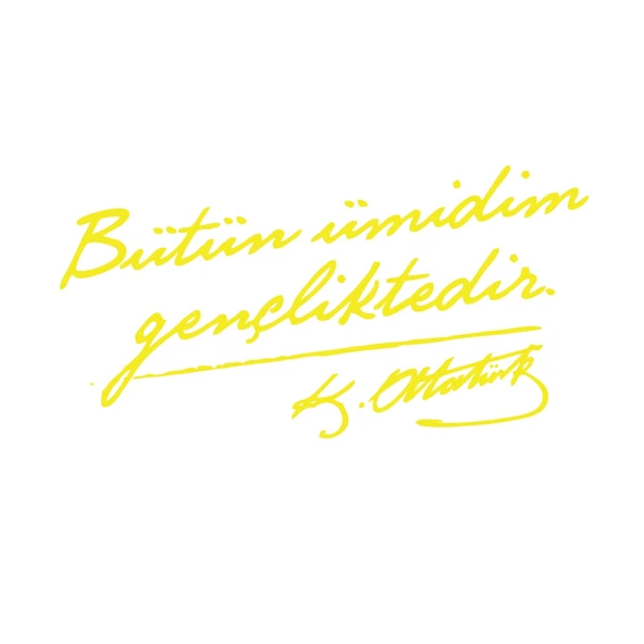 Bütün Ümidim Gençliktedir Araba Sticker 17x17 Cm Sarı