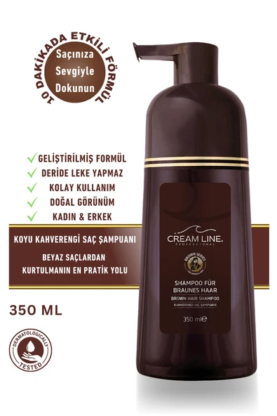 Cream Line Kadın ve Erkeklere Özel Koyu Kestane Saç Şampuanı 350 ml