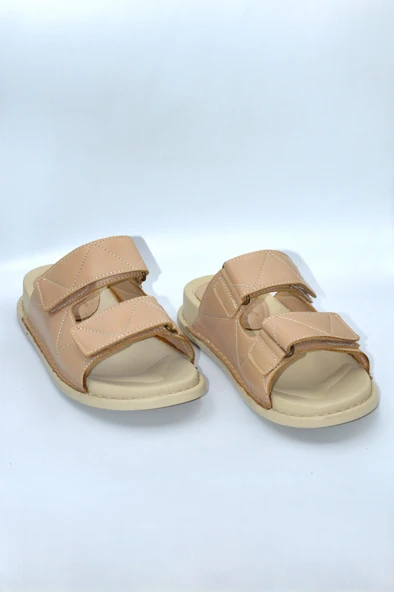 Unisex Ten Hakiki Deri Çift Cırt Günlük Terlik - 4