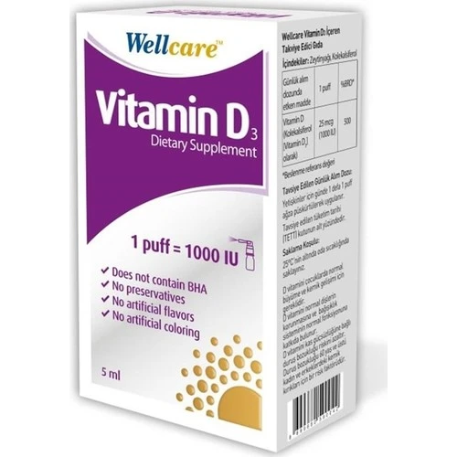 Wellcare Vıtamın D3-1000 Iu 5 Ml Sprey