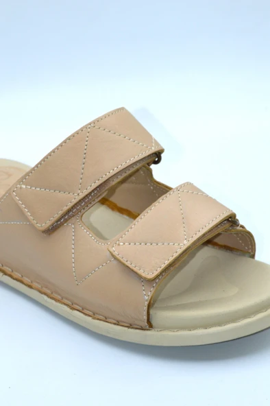 Unisex Ten Hakiki Deri Çift Cırt Günlük Terlik - 3