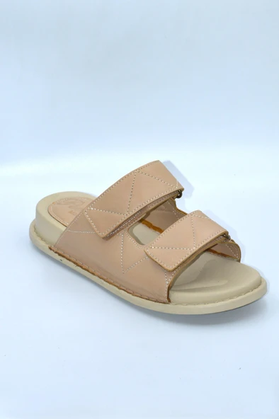 Unisex Ten Hakiki Deri Çift Cırt Günlük Terlik - 2