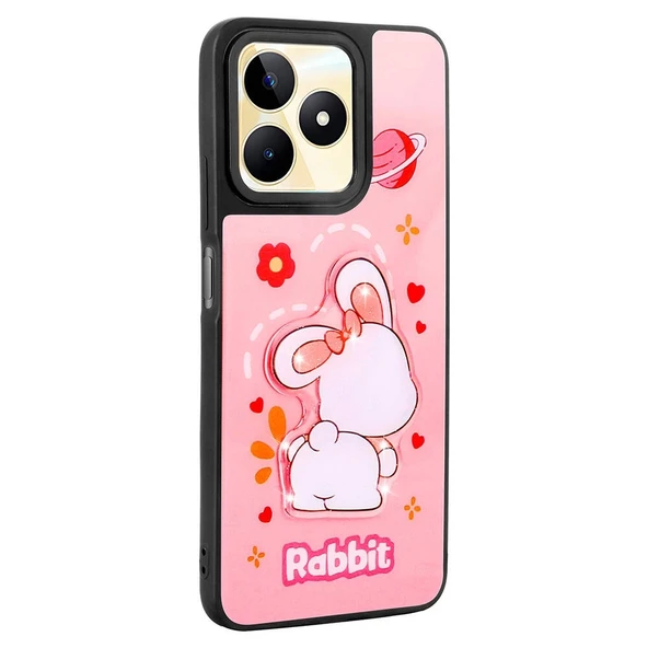Realme C55 Kılıf Parlayan Kabartmalı İkonik Figürlü Zore Amas Silikon Kapak - 3
