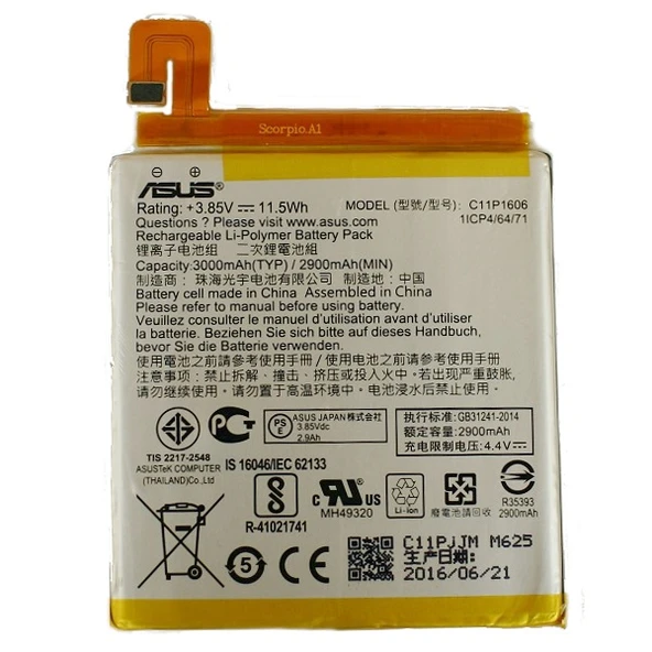 Asus ZenFone 3 Laser Pil Batarya ZC551KL C11P1606 - Resim 2