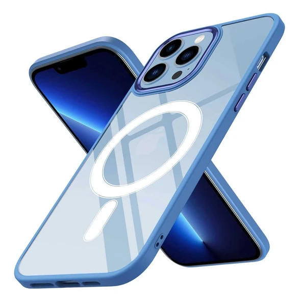 Apple iPhone 12 Pro Kılıf Wireless Şarj Özellikli Zore Krom M-safe Silikon Kapak