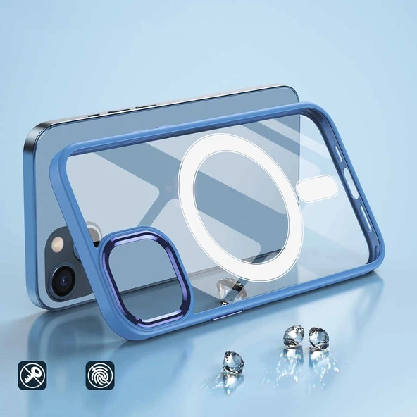 Apple iPhone 13 Kılıf Wireless Şarj Özellikli Zore Krom M-safe Silikon Kapak - Resim 8