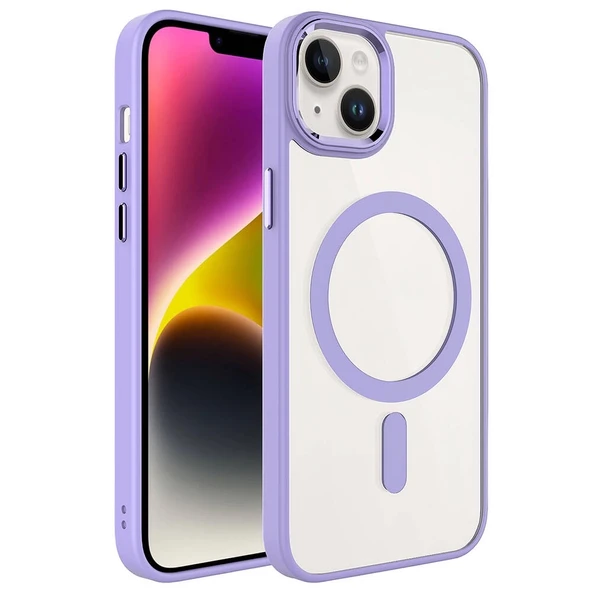 Apple iPhone 13 Kılıf Wireless Şarj Özellikli Zore Krom M-safe Silikon Kapak