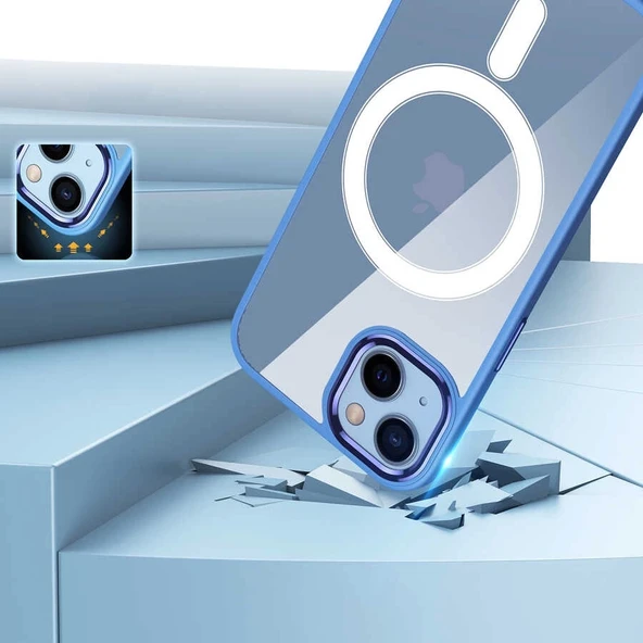 Apple iPhone 13 Kılıf Wireless Şarj Özellikli Zore Krom M-safe Silikon Kapak - Resim 5