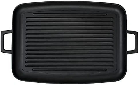 Lava Döküm Grill Tepsi, Izgara yüzeyli, Metal Kulplu, 31x42cm - 6