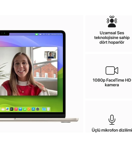 MacBook Air M3 Çip 8GB 512GB SSD macOS 13" Taşınabilir Bilgisayar Yıldız Işığı MRXU3TU/A - 6