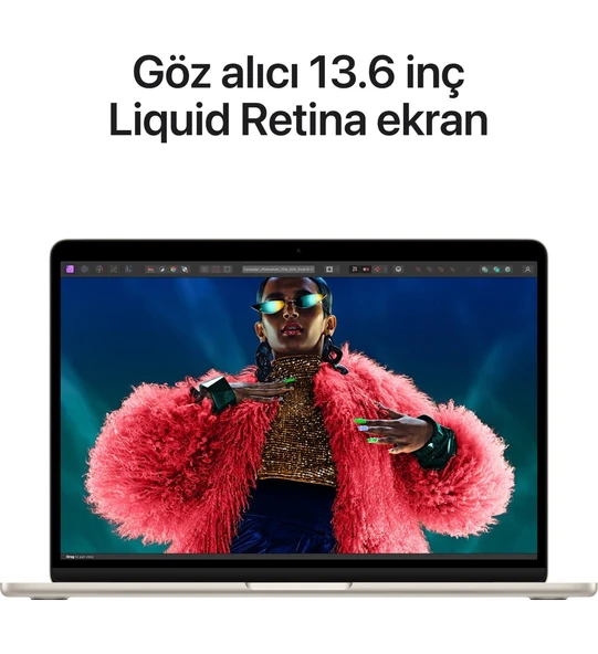 MacBook Air M3 Çip 8GB 512GB SSD macOS 13" Taşınabilir Bilgisayar Yıldız Işığı MRXU3TU/A - 5
