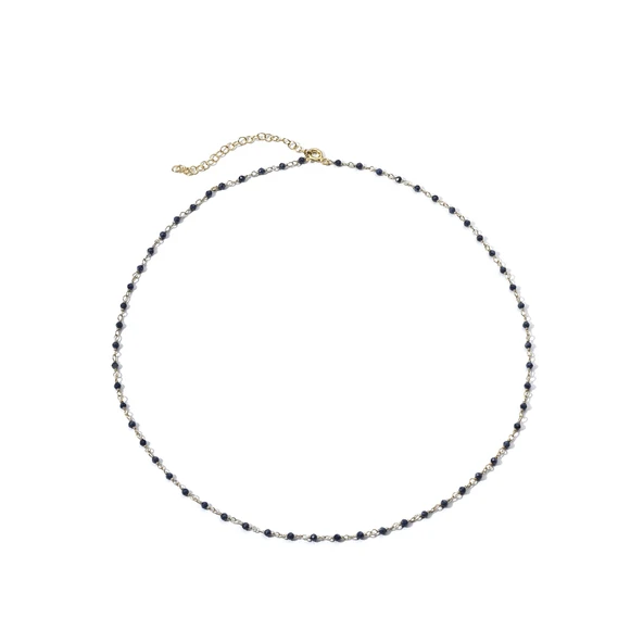 14 Ayar Altın Kaplama Safir Doğal Taş El Yapımı Gümüş Kolye - CNS00626 - 4