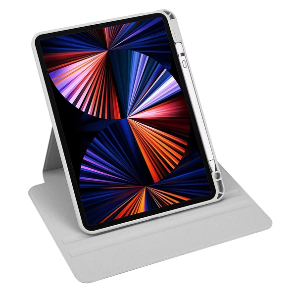 Apple iPad Air 10.9 2022 (5.Nesil) Kılıf Zore Termik Kalem Bölmeli Dönebilen Standlı Kılıf - Resim 4