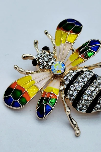 Gökkuşağı Parıltılı Arı Broşu - Resim 2