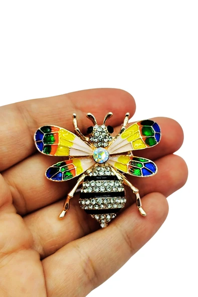 Gökkuşağı Parıltılı Arı Broşu ürün görseli 1