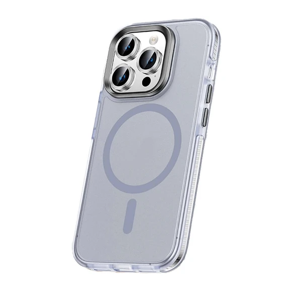 Apple iPhone 15 Pro Max Kılıf Airbagli M-safe Wireless Şarj Özellikli Lens Koruyuculu Zore Klaptika Kapak