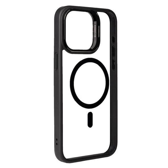 Apple iPhone 15 Pro Max Kılıf M-safe Şarj Özellikli Standlı Zore M-safe Klon Lensli Kapak - 7