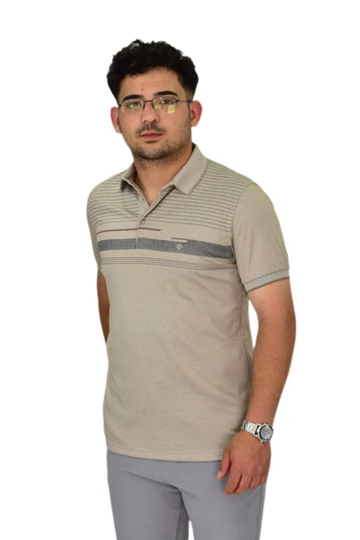 Erkek Polo Yaka Pano Çizgili Tişört T273 BGL-ST04592 - Resim 6