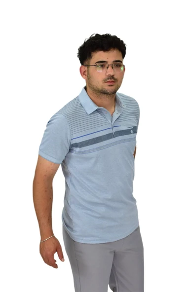 Erkek Polo Yaka Pano Çizgili Tişört T273 BGL-ST04592 - Resim 8