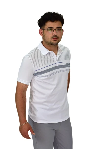 Erkek Polo Yaka Pano Çizgili Tişört T273 BGL-ST04592 - Resim 10