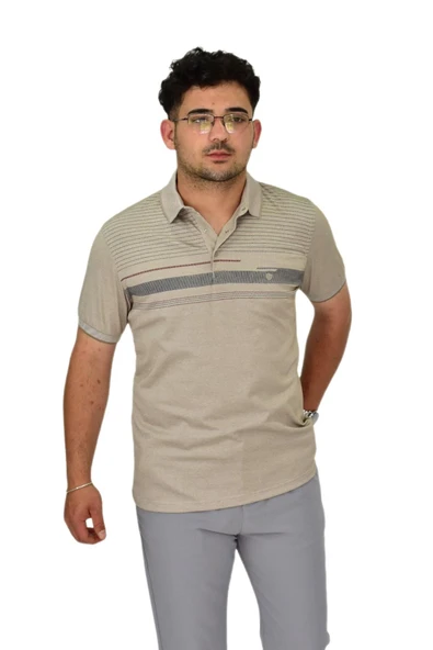 Erkek Polo Yaka Pano Çizgili Tişört T273 BGL-ST04592 - Resim 3