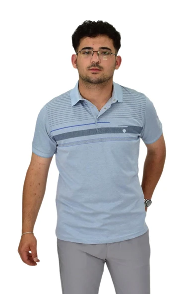 Erkek Polo Yaka Pano Çizgili Tişört T273 BGL-ST04592 ürün görseli