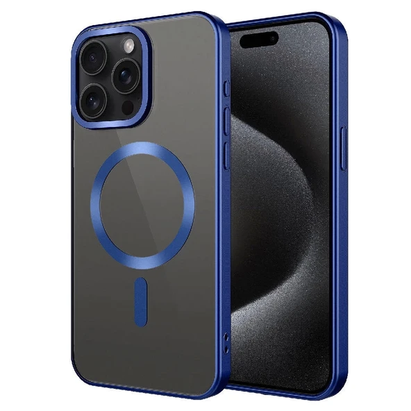 Apple iPhone 15 Pro Kılıf Mat Tasarımlı M-safe Wireless Şarj Özellikli Zore Mat Setro Kapak