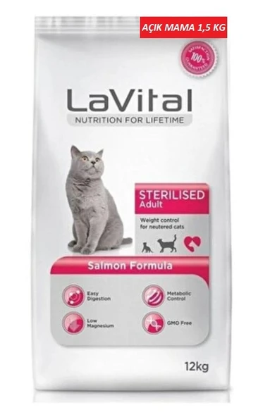La Vital Adult Sterilsed Somonlu Kısırlaştırılmış Yetişkin Kedi Maması 1,5 KG