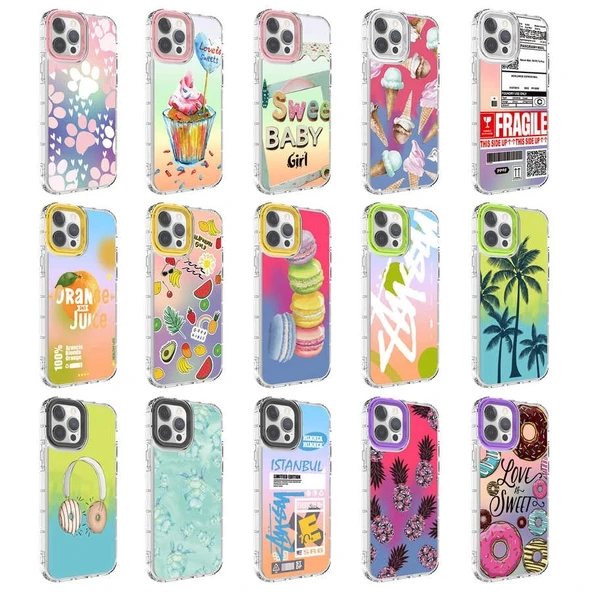 Apple iPhone 14 Pro Kılıf Kamera Korumalı Renkli Desenli Sert Silikon Zore Korn Kapak - 2
