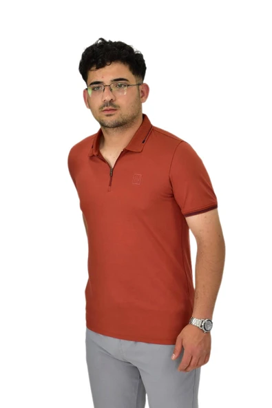 Erkek Polo Yaka Fermuarlı Tişört T237 BGL-ST04593 - Resim 8