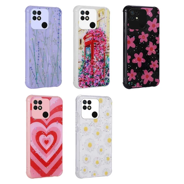 Xiaomi Poco C40 Kılıf Simli Desenli Kamera Korumalı Parlak Zore Popy Kapak - 2