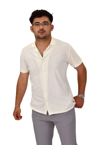 Erkek Apaçi Yaka Düğmeli Tişört 9655 BGL-ST04589 - 5