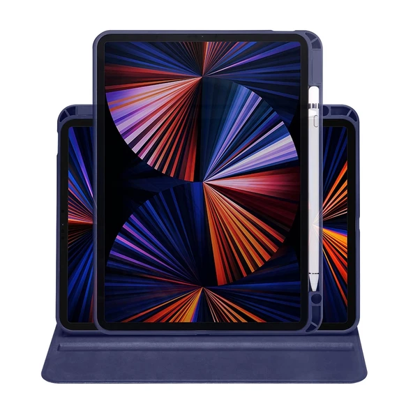 Apple iPad 10.2 (8.Nesil) Kılıf Zore Termik Kalem Bölmeli Dönebilen Standlı Kılıf - 7