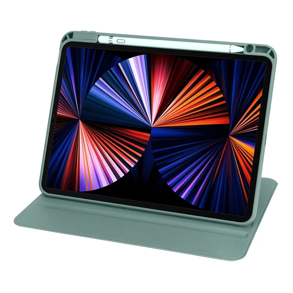Apple iPad 10.2 2021 (9.Nesil) Kılıf Zore Termik Kalem Bölmeli Dönebilen Standlı Kılıf - 3