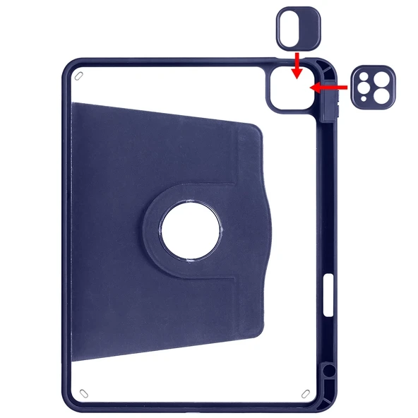 Apple iPad 10.2 (8.Nesil) Kılıf Zore Termik Kalem Bölmeli Dönebilen Standlı Kılıf - 6